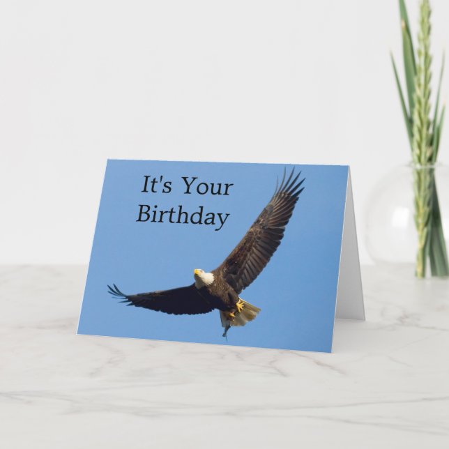 Eagle In Flight Birthday Greeting Card (Front)