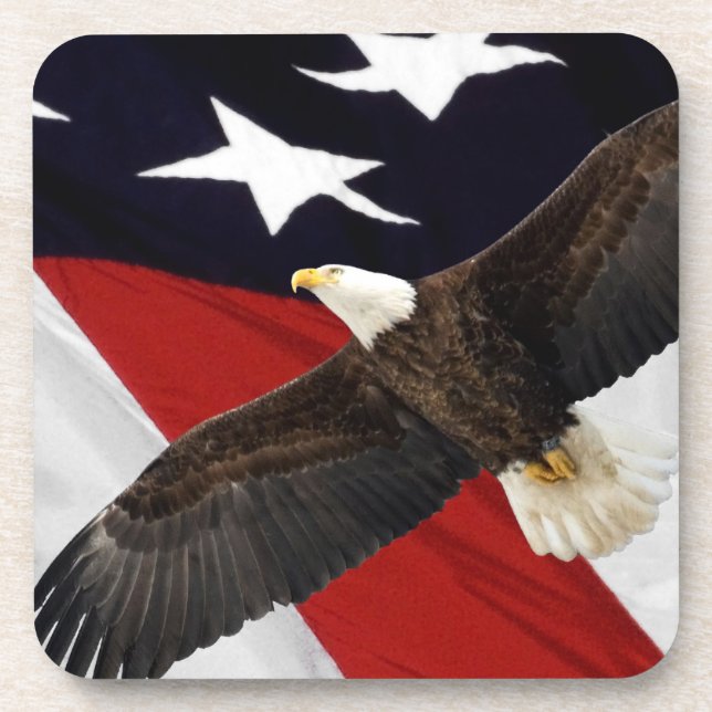 Eagle In Flight Over American Flag Coaster (Front)