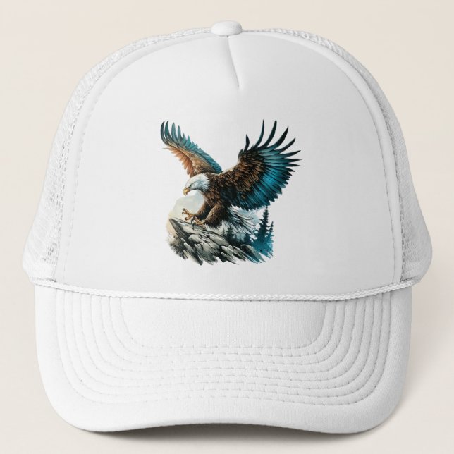 Eagle in Watercolor Trucker Hat (Front)