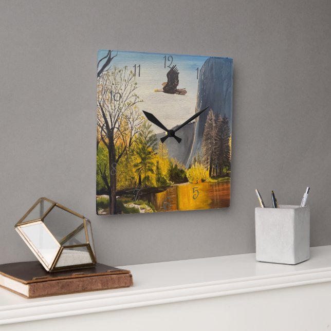 Eagle in Yosemite National Park, by Gary Poling Square Wall Clock (Office)