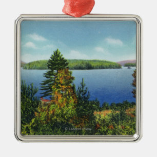 Eagle Island and Lower Saranac Lake View Metal Tree Decoration