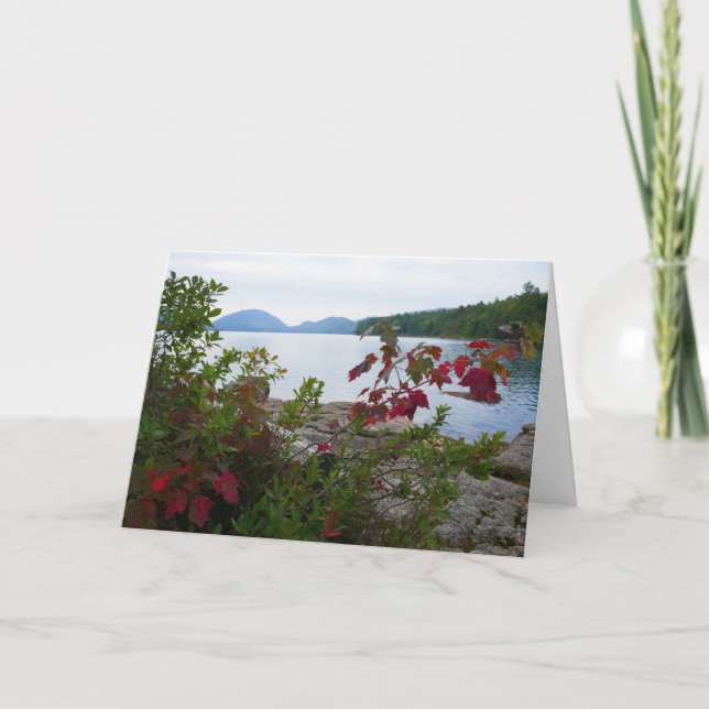 Eagle Lake and Red Maple Leaves I Card (Front)