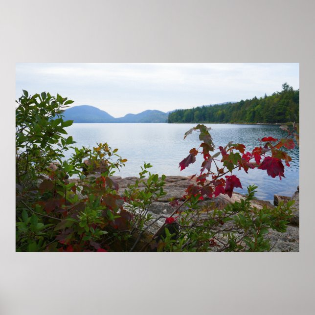 Eagle Lake and Red Maple Leaves I Poster (Front)