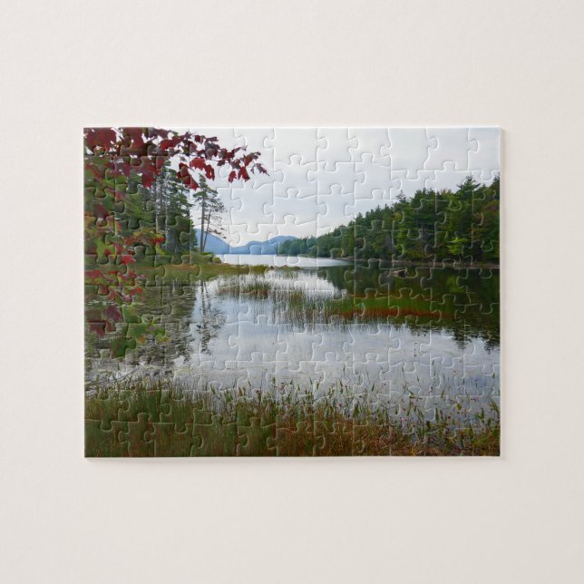 Eagle Lake and Red Maple Leaves II Jigsaw Puzzle (Horizontal)
