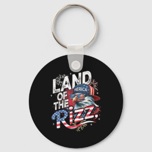 Eagle Land Of The Rizz Funny Patriotic 4th Of July Key Ring