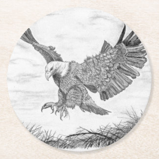Eagle Landing Round Paper Coaster