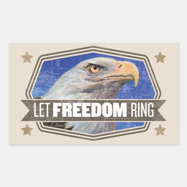 Eagle-Let Freedom Ring Rectangular Sticker (Front)