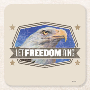 Eagle-Let Freedom Ring Square Paper Coaster