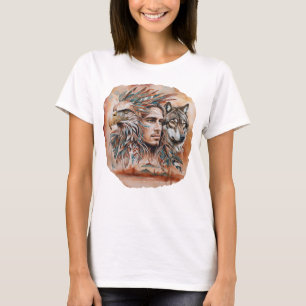 Eagle - Man - Wolf - watercolor art 1 - Fan Fun T-Shirt