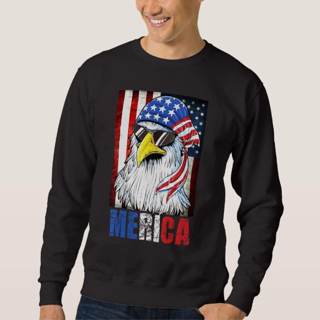 Eagle Merica 4th Of July American Flag Stars Strip Sweatshirt (Front)
