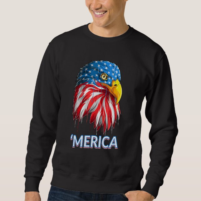 Eagle Merica 4th Of July Usa American Flag Sweatshirt (Front)