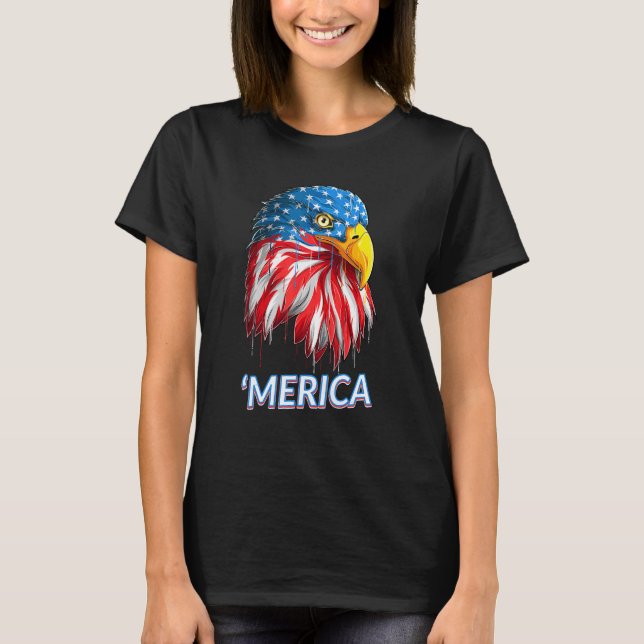 Eagle Merica 4th Of July Usa American Flag T-Shirt (Front)