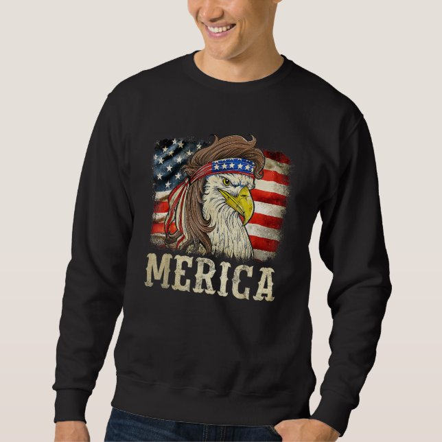 Eagle Merica USA Flag Patriotic Freedom 4th Of Jul Sweatshirt (Front)