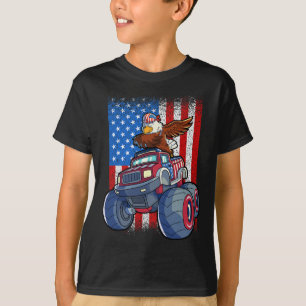 Eagle Monster Truck 4th Of July Boys American Flag T-Shirt