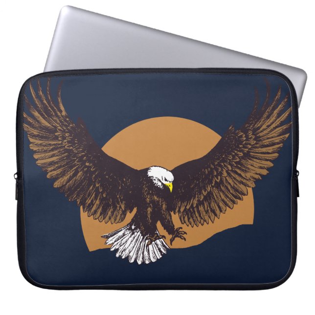 Eagle moon pen & ink drawing  laptop sleeve (Front)