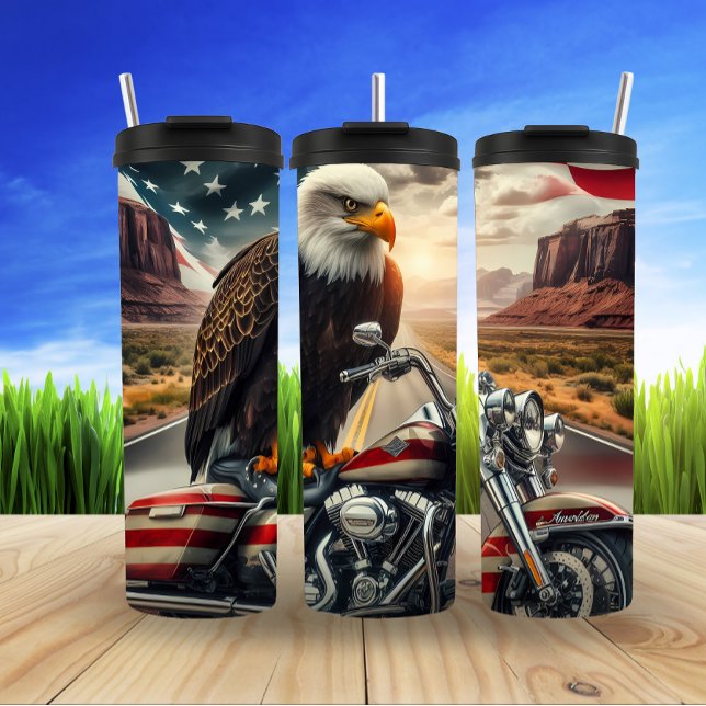 Eagle Motorcycle American Freedom Scene Thermal Tumbler (Creator Uploaded)