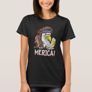 Eagle Mullet 4th Of July Beer Usa American Flag Me T-Shirt