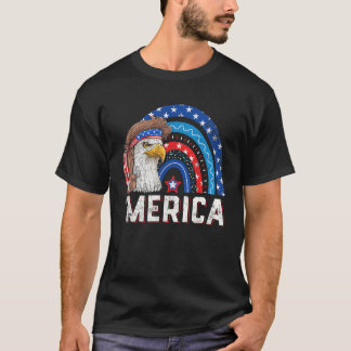 Eagle Mullet 4th Of July Rainbow Usa American Flag T-Shirt