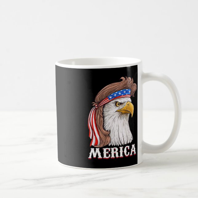 Eagle Mullet 4th Of July USA American Flag Merica  Coffee Mug (Right)