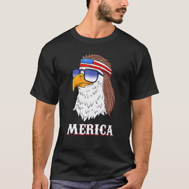 Eagle Mullet 4th of July USA American Flag  Merica T-Shirt (Front)