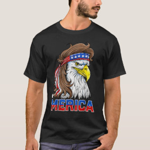 Eagle Mullet Merica Men 4th Of July American Flag  T-Shirt