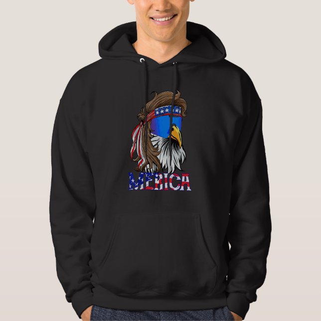 Eagle Mullet Sunglasses Merica 4th Of July Usa Ame Hoodie (Front)