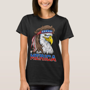 Eagle Mullet T Shirt 4th of July American Flag Mer