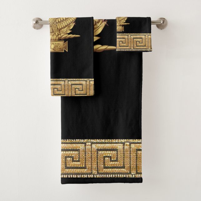 Eagle of the Roman Empire SPQR Motto Golden Bath Towel Set (Insitu)