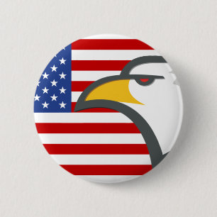 Eagle on American Flag 6 Cm Round Badge