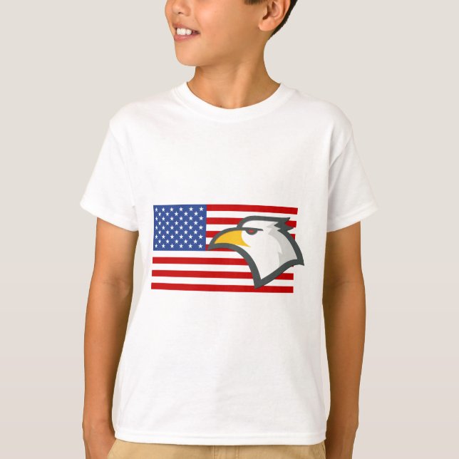 Eagle on American Flag T-Shirt (Front)