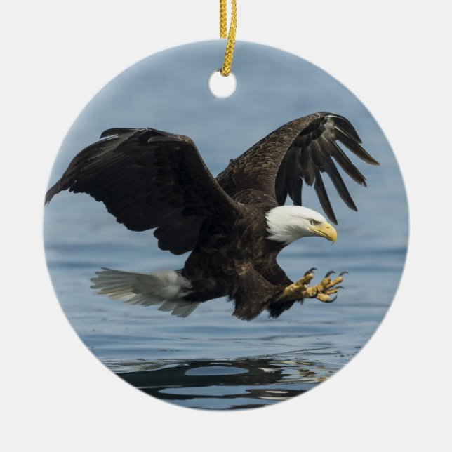 Eagle on Approach Ceramic Tree Decoration (Front)