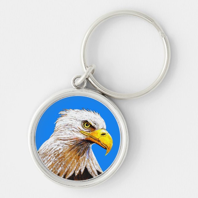Eagle on Blue Key Ring (Front)
