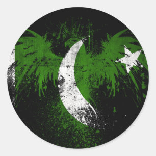 eagle-on-pakistani-flag-wallpapers-hd-wallpap classic round sticker