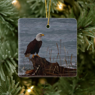 Eagle on South Beach Ceramic Ornament