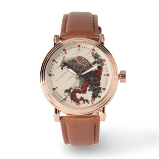 EAGLE ON THE PINE BRANCH IN THE RAIN Ukiyoe Watch