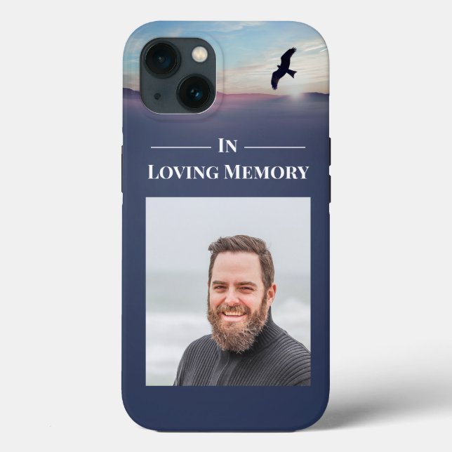Eagle Over Mountains Blue Photo In Loving Memory Case-Mate iPhone Case (Back)