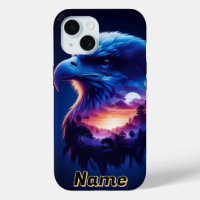 Eagle Overlayed with Mystical Sunset Landscape