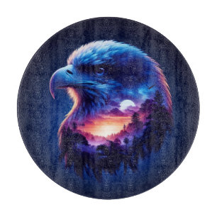 Eagle Overlayed with Mystical Sunset Landscape Cutting Board