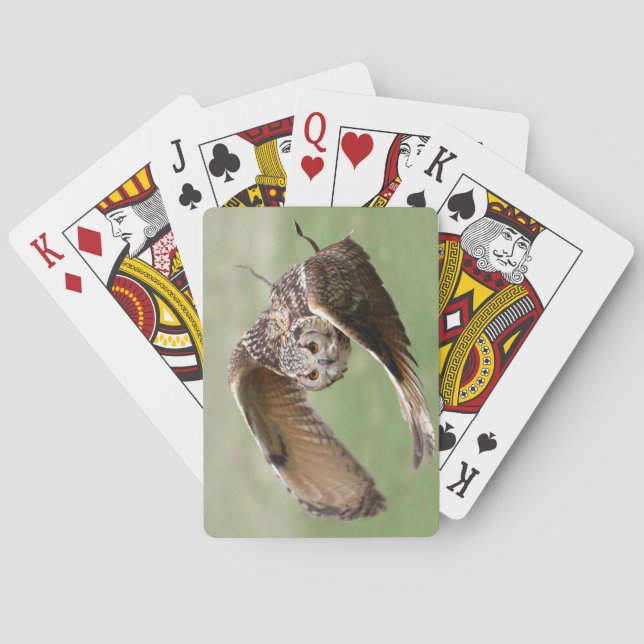 Eagle Owl In Flight Playing Cards (Back)