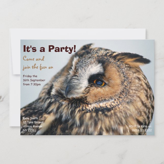 Eagle Owl Party Invitation (Front)