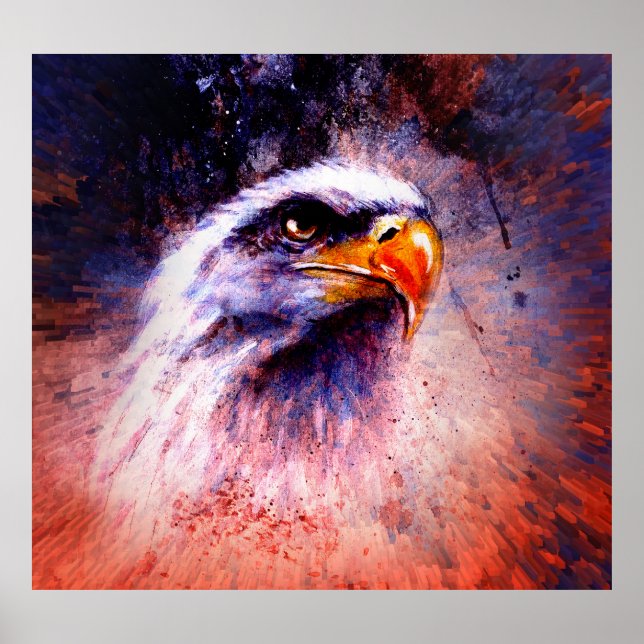 Eagle painting: abstract background, colourful spo poster (Front)