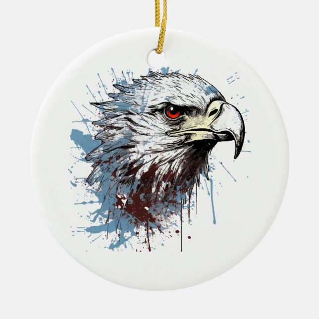 Eagle painting  ceramic tree decoration (Front)