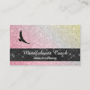 *~* Eagle Pastel Ombre Universe Glitter Meditation Business Card