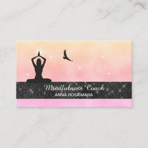 *~* Eagle Pastel Ombre Yoga Glitter Meditation Business Card