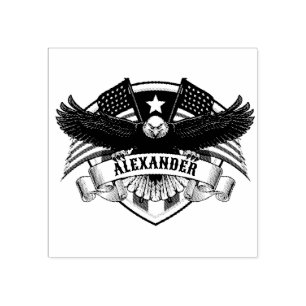 Eagle Patriotic Patch Rubber Stamp