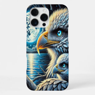Eagle Perched Beneath a Starlit Blue Moon iPhone 16 Pro Max Case