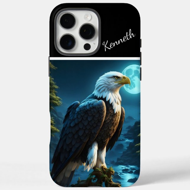 Eagle Perched on Branch Blue Moon Night Case-Mate iPhone Case (Back)