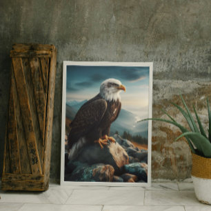 Eagle Perched on Rocky Terrain Canvas Print