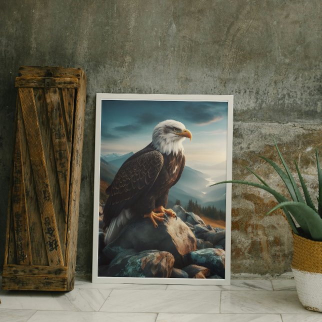 Eagle Perched on Rocky Terrain Canvas Print (Creator Uploaded)