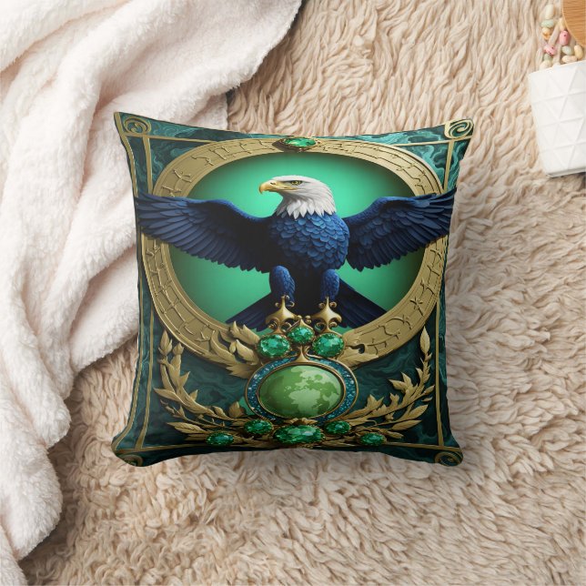 Eagle Perched on Tree Branch During Golden Hour Cushion (Blanket)